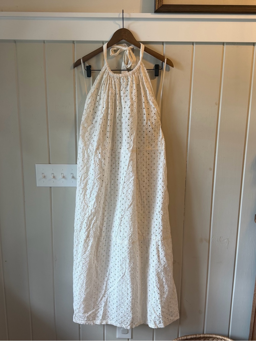 NWOT Vitamin A Cream Eyelet Halter Maxi Dress/Cover-Up, Size XXL